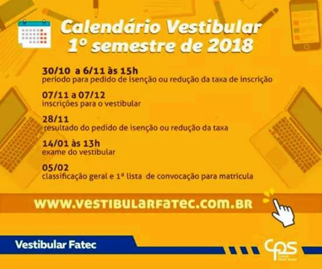 Fatec Araras Disponibiliza Calendário Do Vestibular 2018 Notícias De