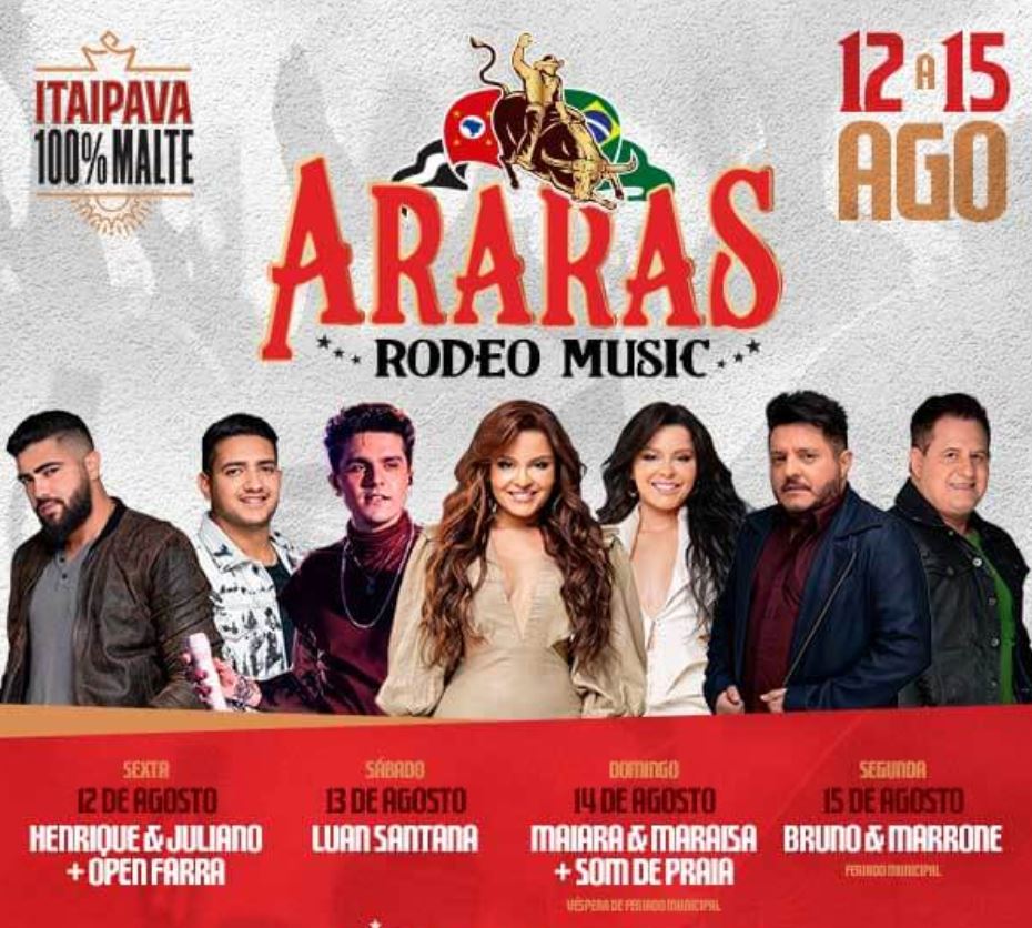 Definidos os shows da Festa do Peão de Araras 2023 – RCA1