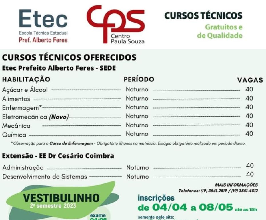 Etec: inscrições do Vestibulinho para cursos técnicos gratuitos